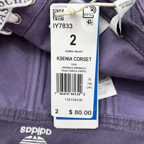 adidas Originals Ksenia Schnaider Denim Corset Purple Size 2 - Picture 11 of 16